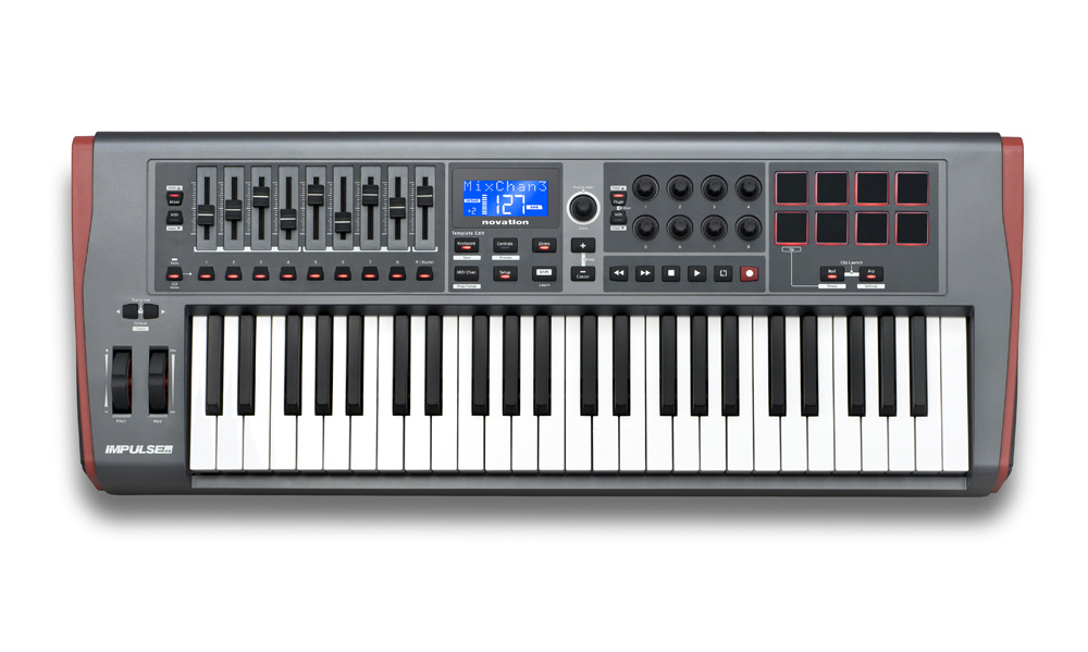Novation Impulse 49 põhiklaviatuur, 49 klahvi