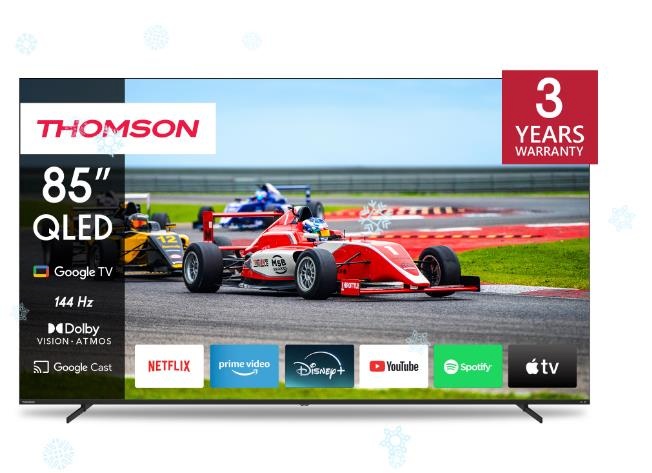 THOMSON televiisor 85" 4K Smart QLED 3840x2160 Wireless Lan Bluetooth google Tv must 85qg7s14