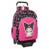 Kuromi ratastega koolikott must fuksiaroosa 33x42x14cm