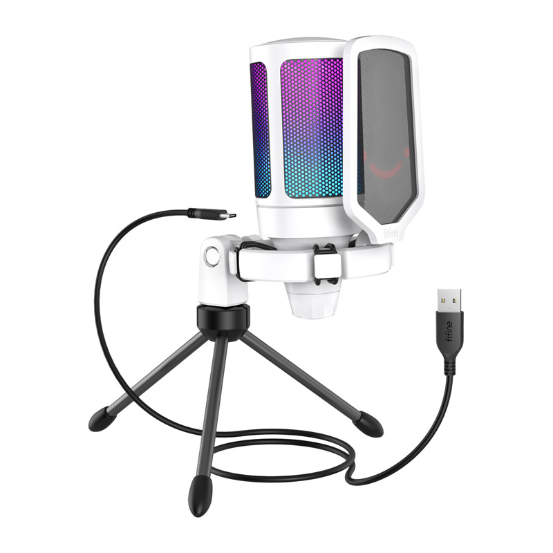 Fifine A6VW condenser gaming microphone (valge)