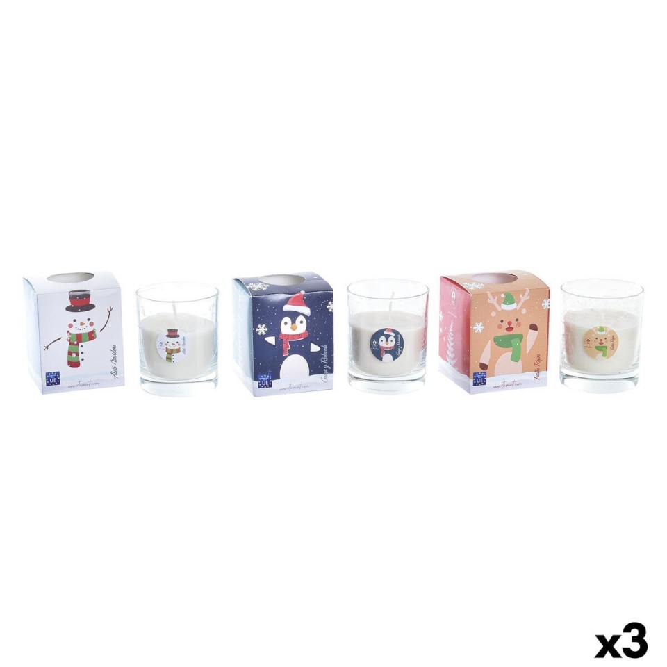 Dkd Home Decor Küünal DKD Home Decor sinine valge pruun Pingviin Põhjapõder Lumivalgekesest nukk Jõulud 8 x 8 x 9 cm (36 Tükid, osad) (3 Ühikut