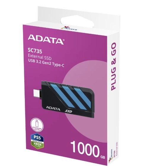 ADATA kõvaketas SSD Disk External SC735 1TB U3.2C 1000/1000MB/s sinine