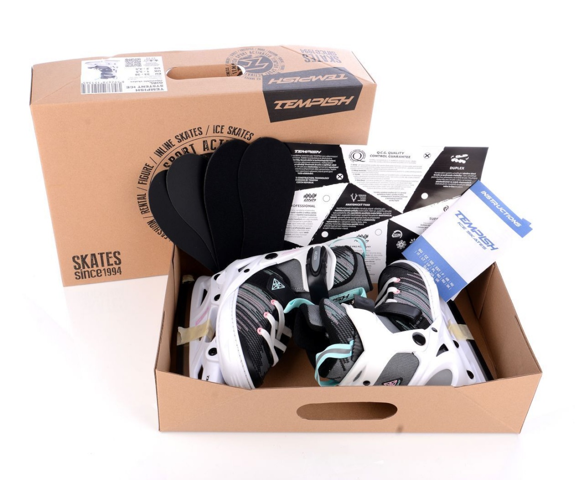 Tempish uisud SYSTENT ICE GIRL must/valge - suurus 33/36