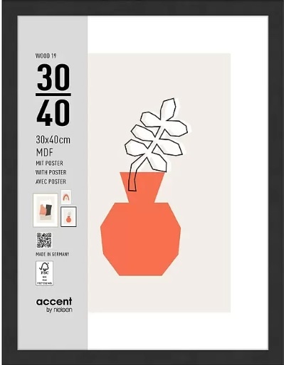 Nielsen Design pildiraam Photo Frame Wooden 3230201 Wood 19 must 30x40 cm