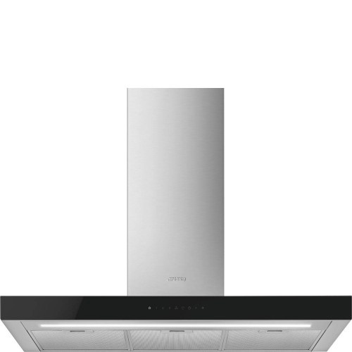 SMEG õhupuhastaja KBT9L4VN seina, 62 dB, 705 cm3/h, 90 cm, roostevaba teras/must klaas