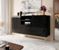 Cama Meble puhvetkapp ABETO chest on golden steel frame 150x42x90 must/must läikega