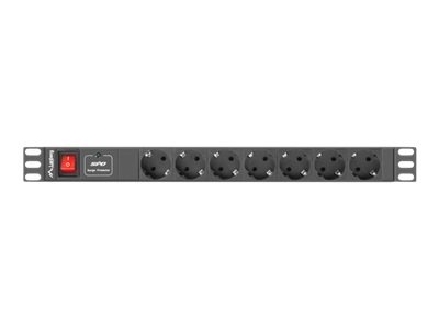 Lanberg Power Distribution unit (PDU) 19" 1U 16A 2m 7X Schuko oulets, must | Lanberg