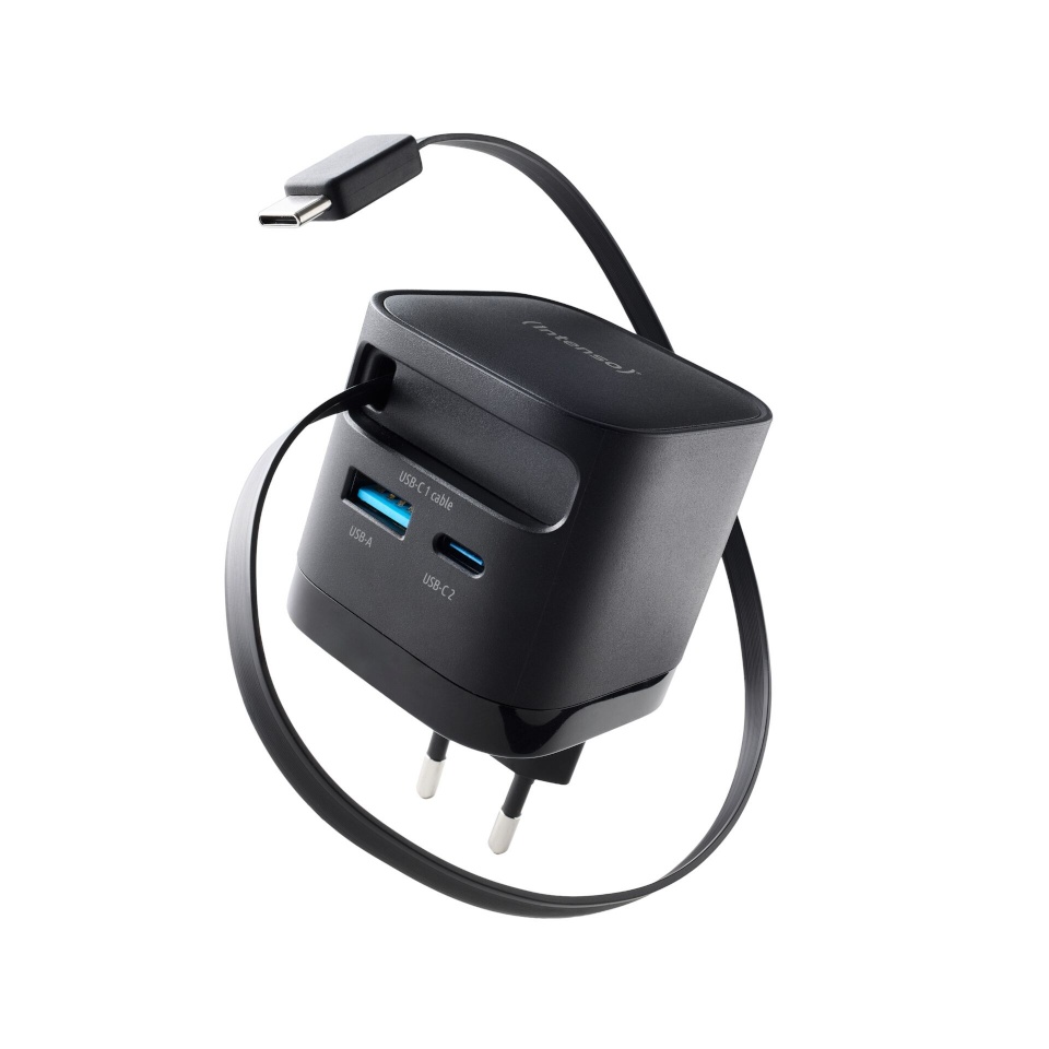 Intenso laadija Power Adapt. W65ACIC 65W 2xUSB-C/USB-A ausziehb.Kab. schw