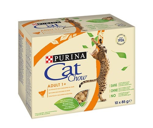 Purina Nestle kassitoit Cat Chow Chicken, Zucchini, 10x85g
