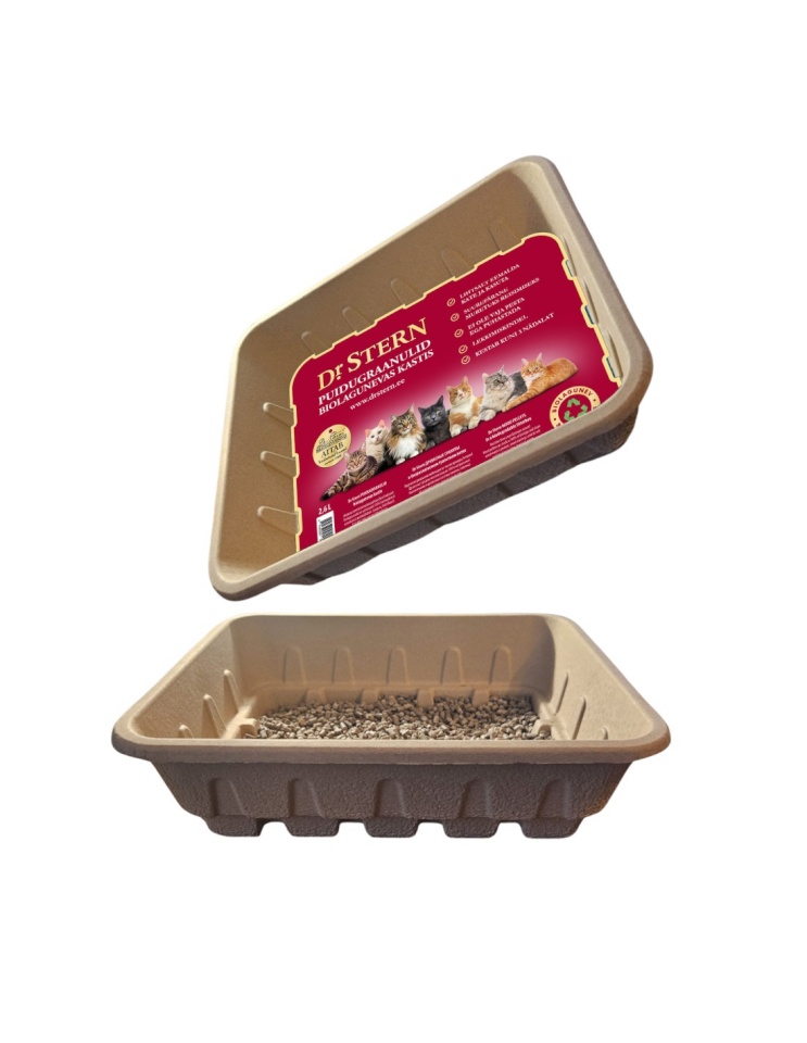 Dr.Stern puidugraanulid eeltäidetud biolagunevas kassiliiva kastis