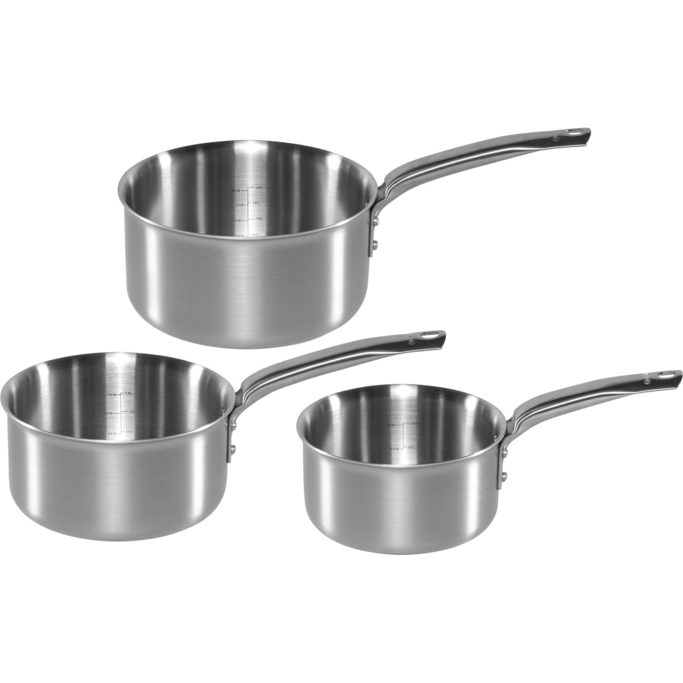 De Buyer Alchimy Stainl. Steel Handled Saucepan Set, 3-pc