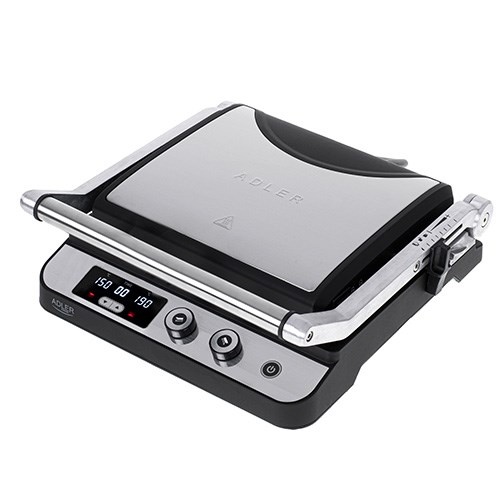 Adler elektrigrill AD 3059 Electric Grill LED 2in1, roostevaba teras/must