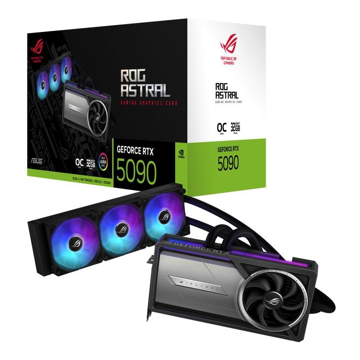 Asus videokaart nVidia GeForce RTX 5090 32GB GDDR7 512bit PCIe 5.0 16x GPU 2610MHz astral-lc-rtx5090-o32g-ga