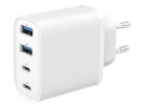 Gembird 4-port 40 W GaN USB PowerDelivery fast charger, valge | TA-UC-2A2C-PD40-01-W | 2 x 4 pin USB Type A, 2 x 24 pin USB-C