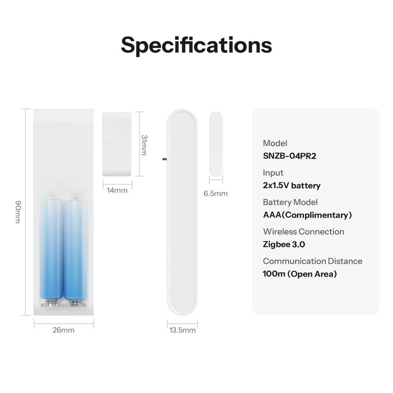 Sonoff Smart wireless ZigBee door / window sensor Gen2, SNZB-04PR2,