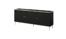 Cama Meble puhvetkapp GLAMOUR chest 180x40x75,5cm must matt + kuldne