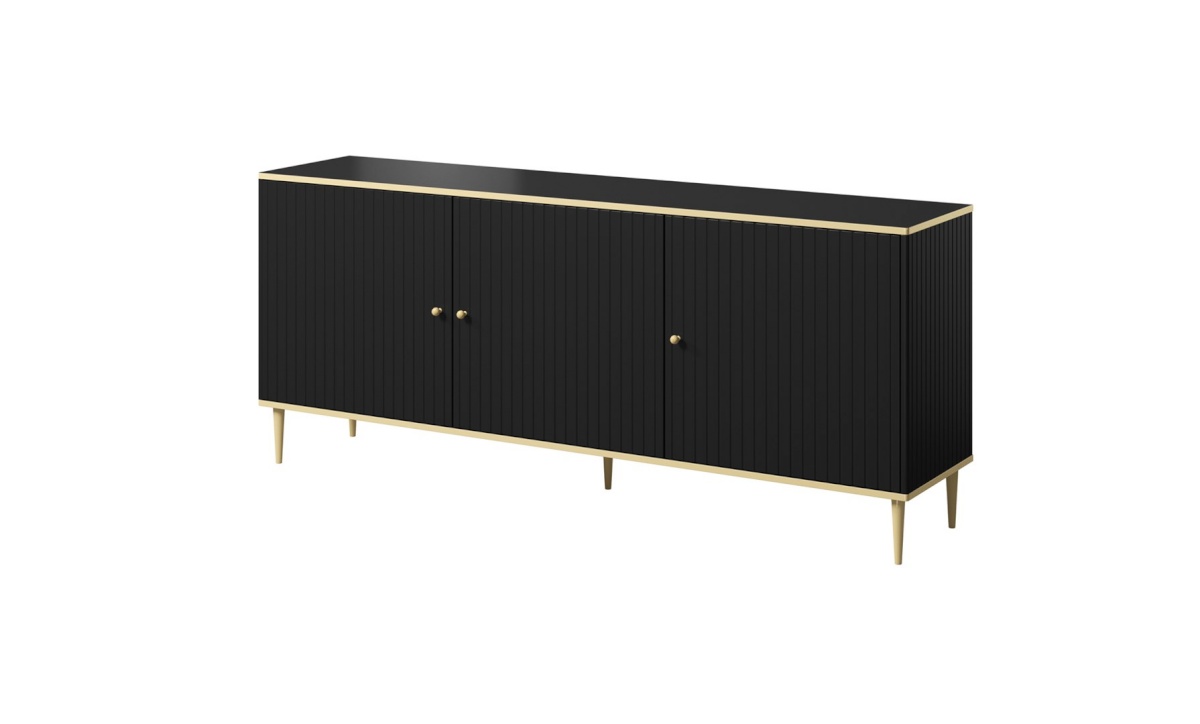 Cama Meble puhvetkapp GLAMOUR chest 180x40x75,5cm must matt + kuldne