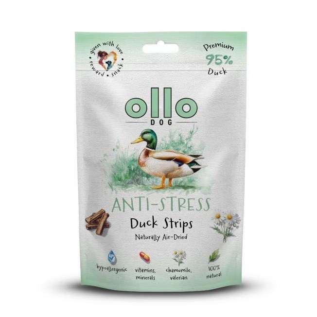 Ollo maius koerale Air-Dried Anti-Stress Duck Strips, 80g