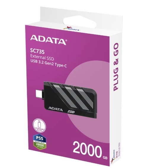 ADATA kõvaketas SSD Disk External SC735 2TB U3.2C 1000/1000MB/s hall