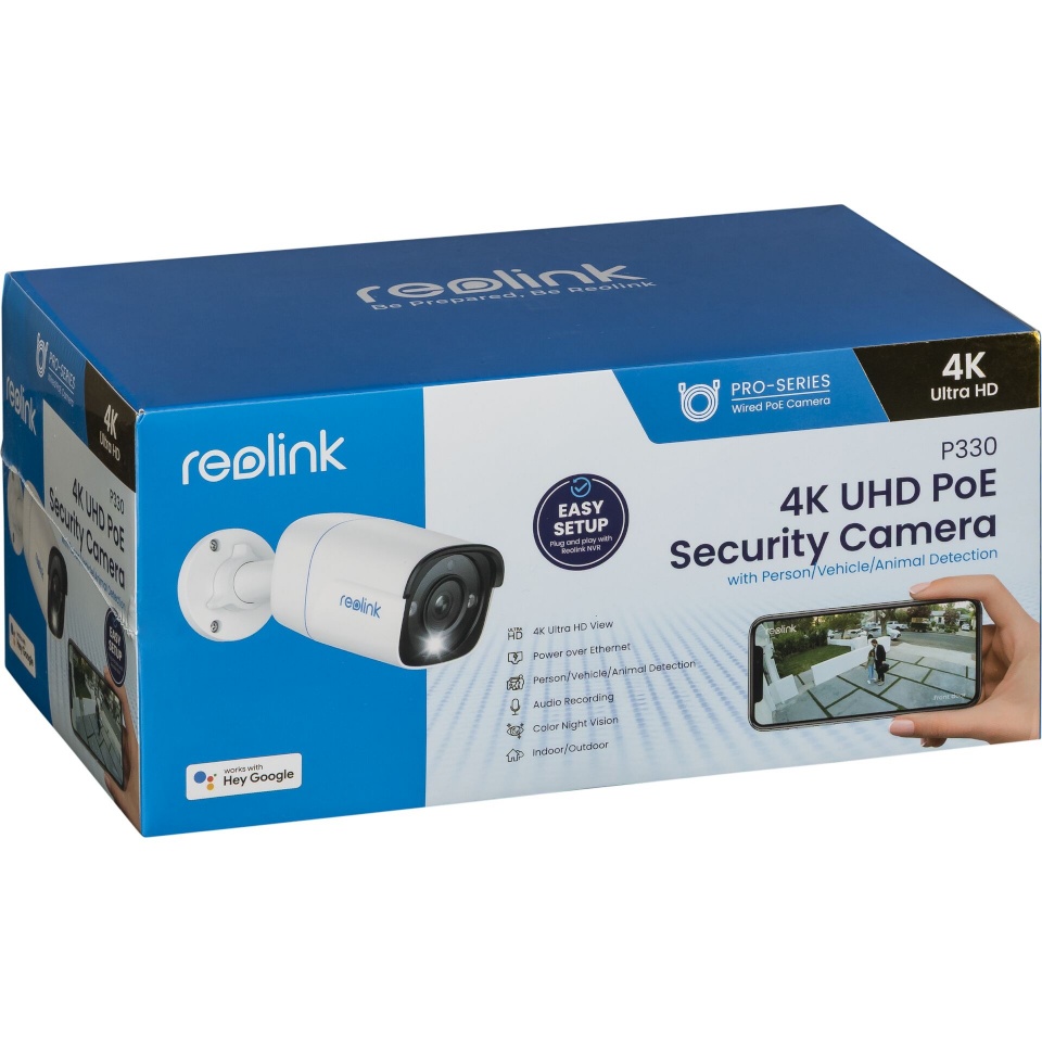 Reolink turvakaamera P330 Smart 4K Ultra HD PoE Security IP Camera with Person/Vehicle Detection, IP66 Waterproof, valge |