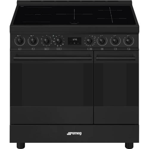 Smeg elektripliit C92IPN2 Classic, 90 cm, 5 x induktsioon, 2 x elektriahi, pürolüüspuhastus, matt must