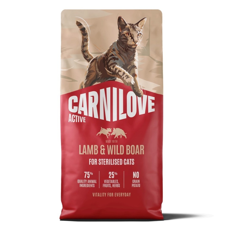 Carnilove kuivtoit kassile Active Cat Lamb & Wild Boar Sterilised, 2kg