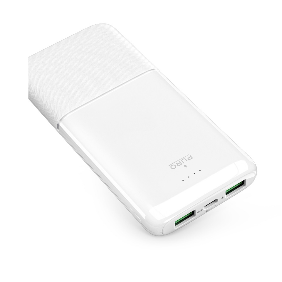 Puro Powerbank 10000mAh 2xUSB, 1xUSB-C, 20W, by valge
