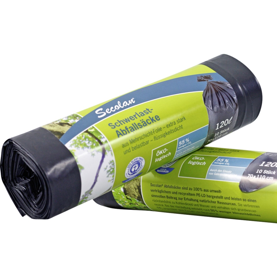 Secolan prügikotid 1x10 Heavy Duty Garbage Bags 120L, hall/must