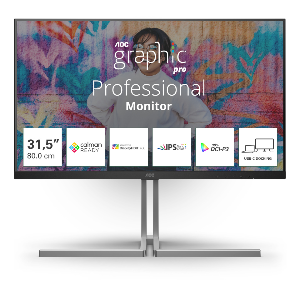 AOC monitor 80,0cm (32") U32U3CV 16:09 2xHDMI+DP+USB-C 4K IPS bl.