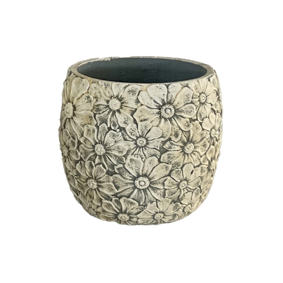 H4Y lillepott SUNNY DAISY D27xH25cm, valge/hall