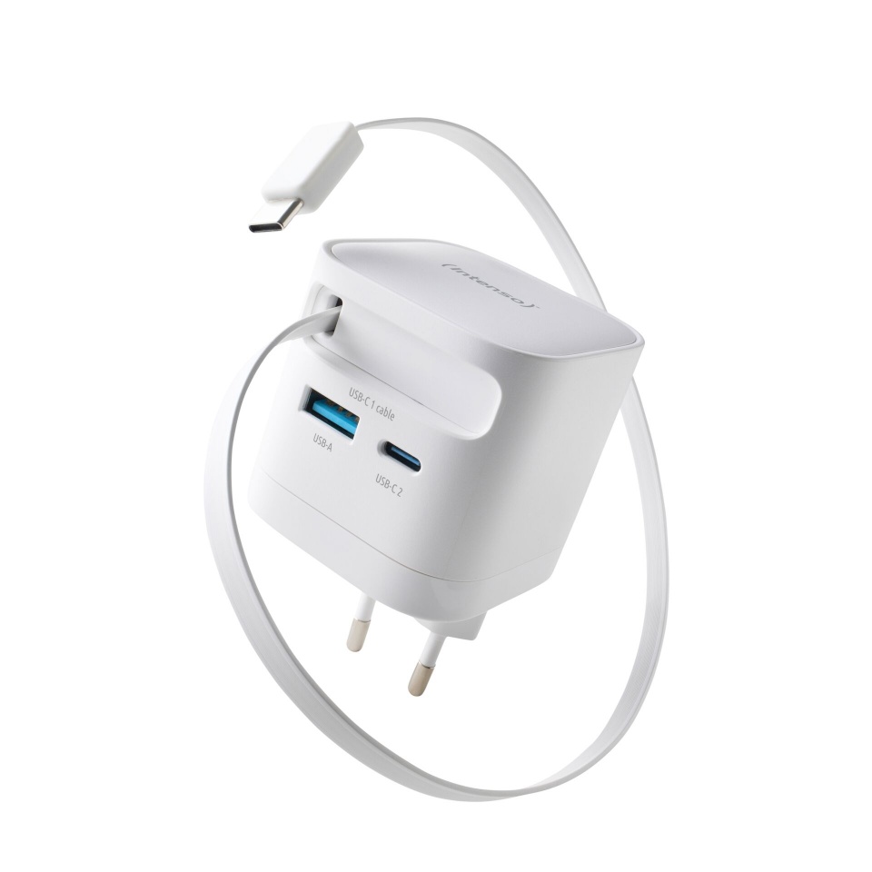 Intenso laadija Power Adapt. W65ACIC 65W 2xUSB-C/USB-A ausziehb.Kab. valge