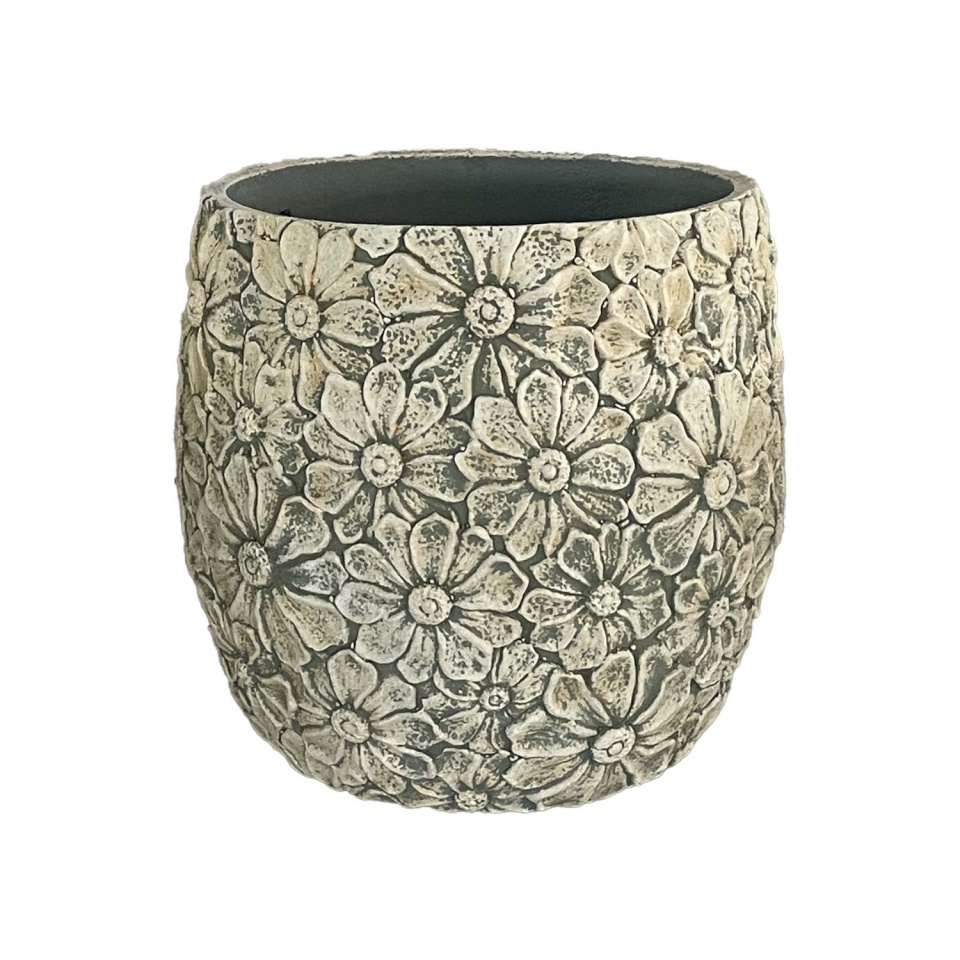 H4Y lillepott SUNNY DAISY D35.5xH33cm, valge/hall