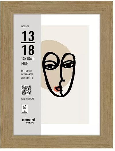 Nielsen Design pildiraam Photo Frame Wooden 3232204 Wood 19 Natural 13x18 cm