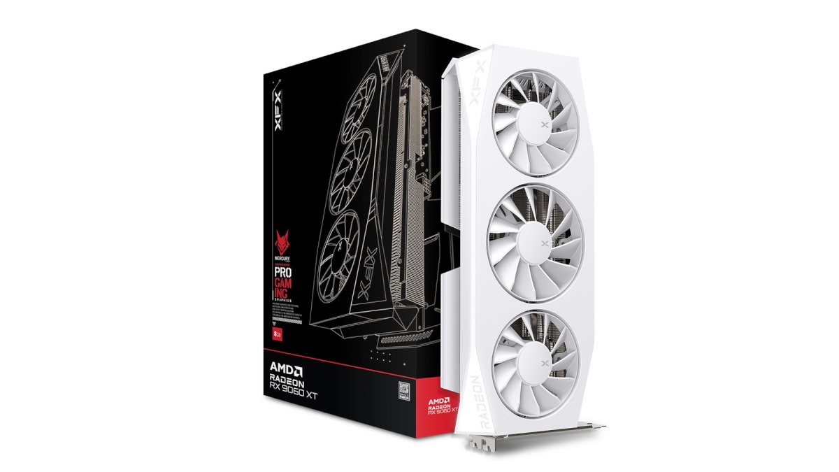XFX videokaart Radeon RX 9060 XT Mercury OC (valge, RDNA4, GDDR6, 2x DisplayPort, 1x HDMI 2.1)