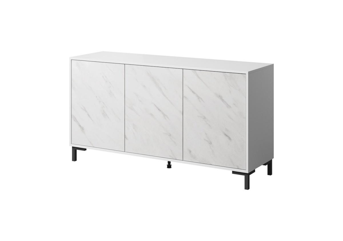 Cama Meble puhvetkapp MARMO 3D chest 150x45x80,5cm valge matt/marble valge