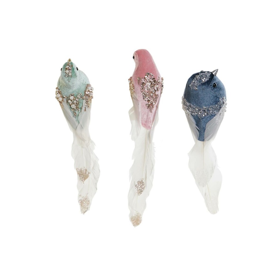 Dkd Home Decor jõuluehe DKD Home Decor Mitmevärviline Linnu 25 x 7 x 6 cm (3 Ühikut)