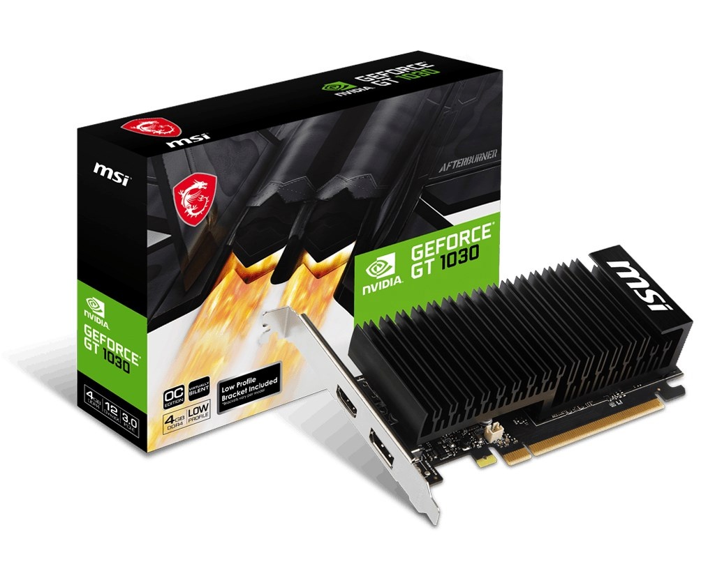 MSI videokaart GT1030 4GHD4 LP OC 4GB GDDR4 HDMI DP passive