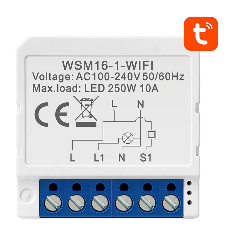 Avatto nutilüliti Smart Switch Module WiFi WSM16-W1 TUYA, valge