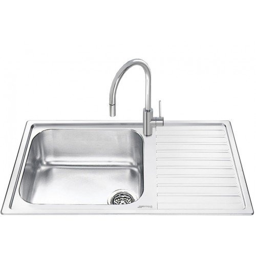 SMEG valamu LGM861D2 Alba, 86cm, pealt paigaldatav, Kauss vasakul, roostevaba teras