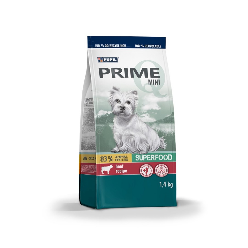 Pupil kuivtoit koerale Prime Mini Rich in Beef with Liver, 1,4kg