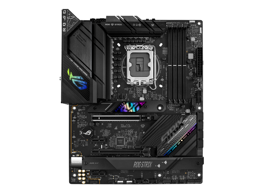 Asus emaplaat ROG STRIX B760-F GAMING WIFI |, Intel B760 | 1 x LGA1700 Socket | 4 DIMM slots - DDR5, non-ECC, on-die ECC, unbuffered | SATA-600 (RAID), 3 x M.2 | Number of SATA connectors 4