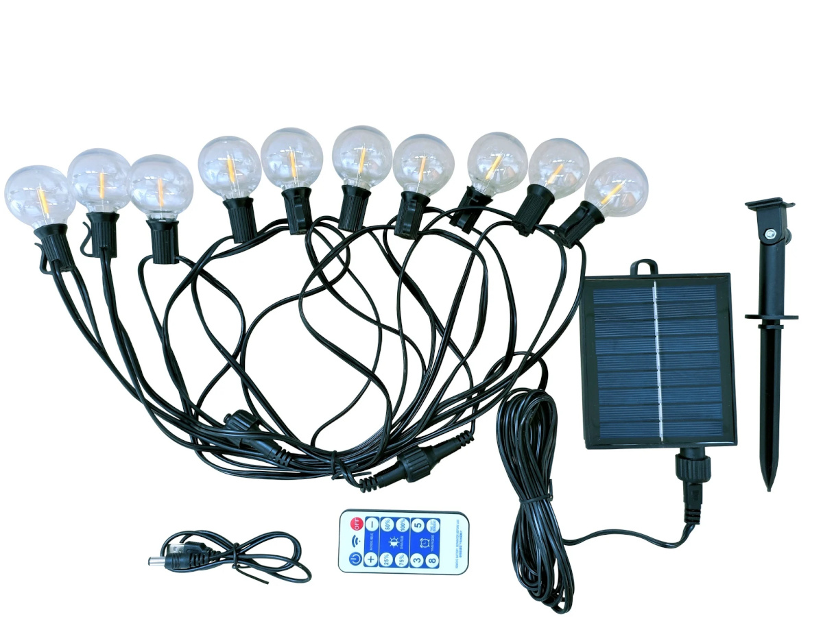 Domoletti valguskett päikesepatareiga LED lamp Decorative Outdoor Garland with Solar Battery, RGB, 2700K, IP44, 8m