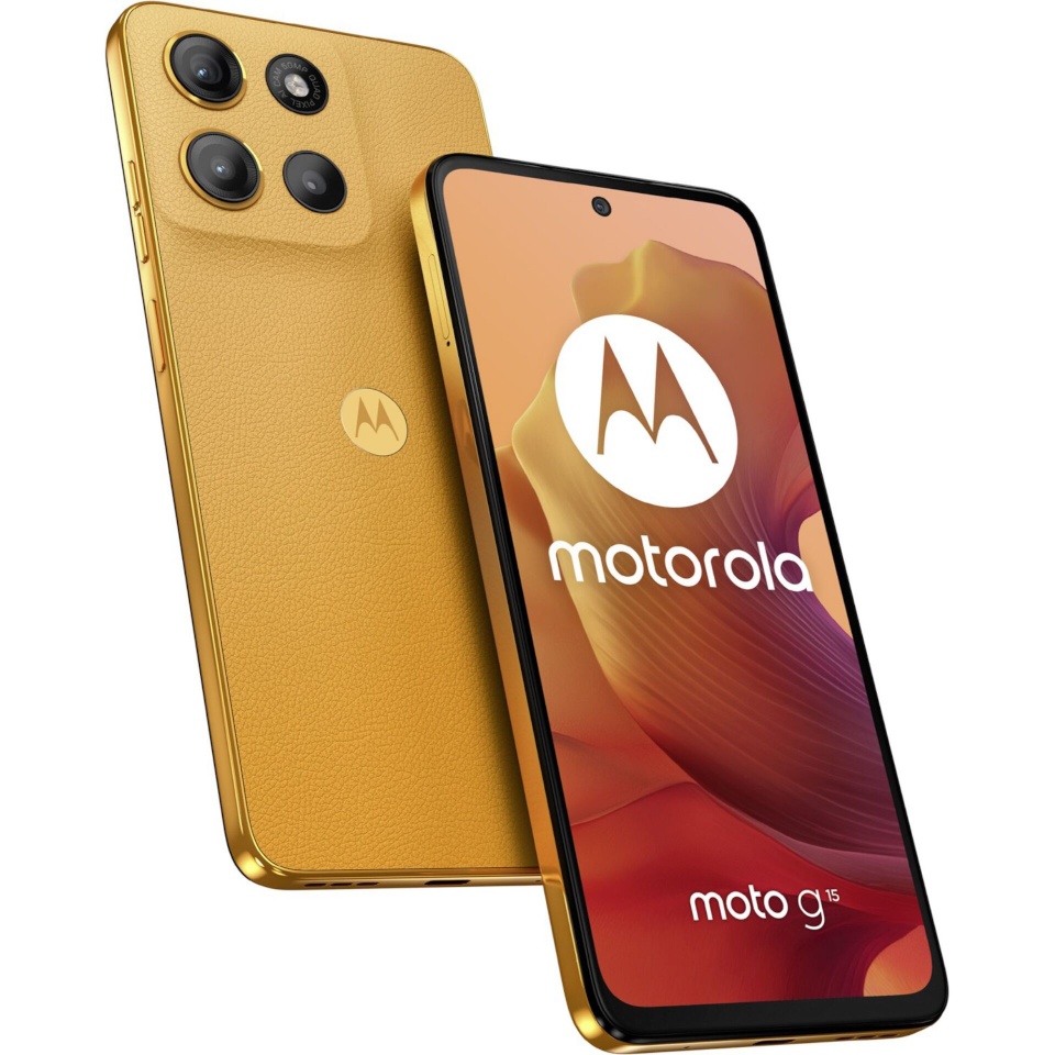 Motorola mobiiltelefon moto g15 128GB (Sunrise Orange, Android 15, Kunstleder, 4 GB)