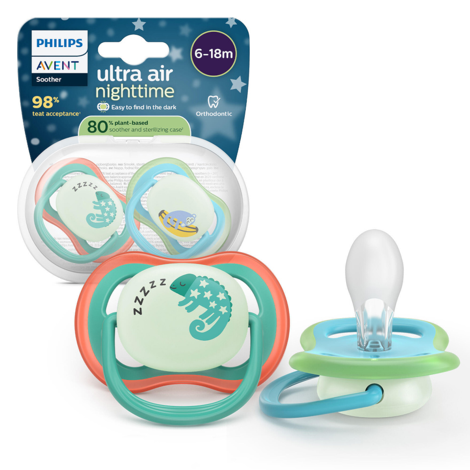 Philips Avent Ultra Air Night Time lutt, 6–18 kuud, sinine/türkiissinine, 2 tk