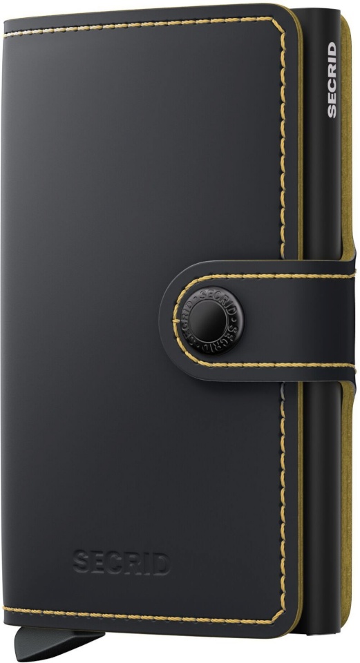 Turvakaarditasku Miniwallet matt, must/kollane