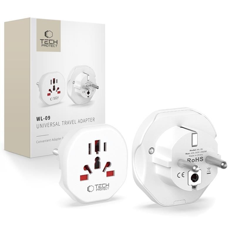 Tech-Protect WL-09 UNIVERSAL TRAVEL ADAPTER FROM EU WHITE