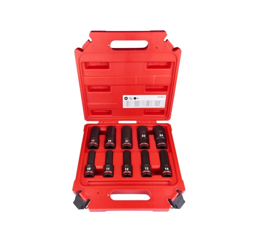 10 dalių ilgų smūginių galvučių rinkinys MILWAUKEE SHW 1/2&quot,