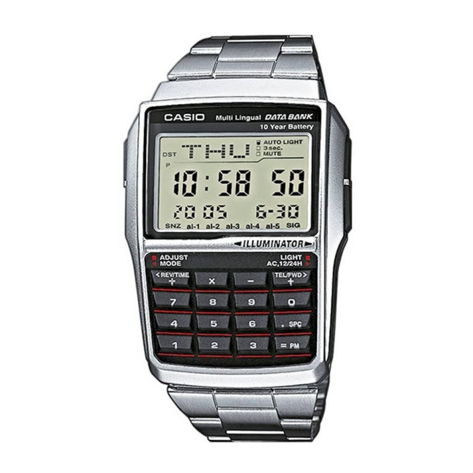 Casio meeste kell DATABANK CALCULATOR STEEL must Hõbedane