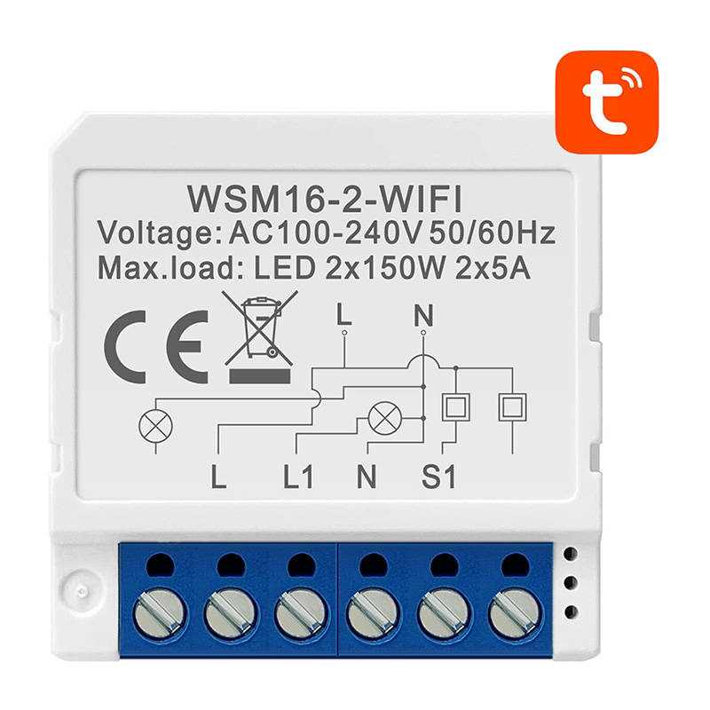 Avatto nutilüliti Smart Switch Module WiFi WSM16-W2 TUYA, valge