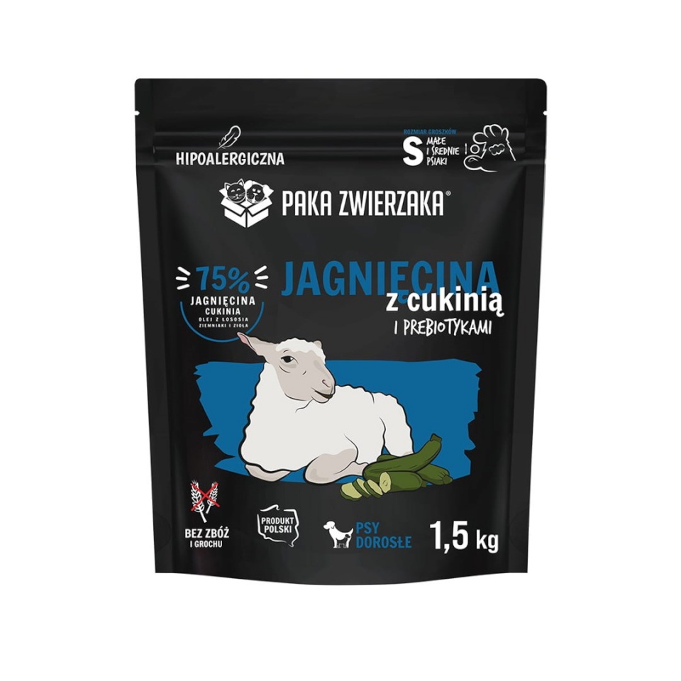 Paka Zwierzaka kuivtoit koerale Lamb with Zucchini S, 1,5kg